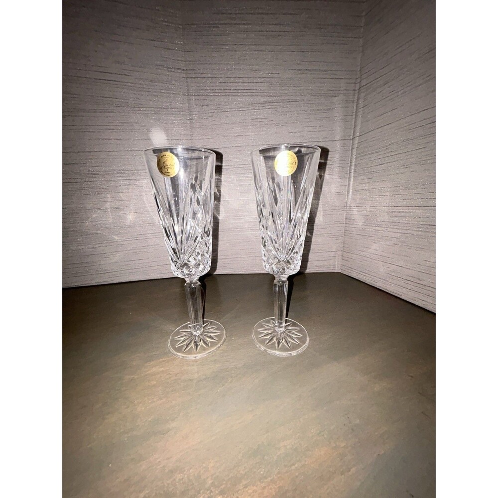 Cris d"Arques Durand crystal "VENICE" Fluted Champagne Flute Set Of Two